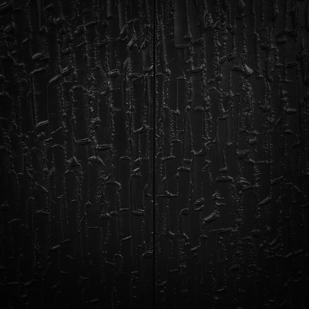 Vista em detalhe da textura Vela do aparador Allana na cor preta