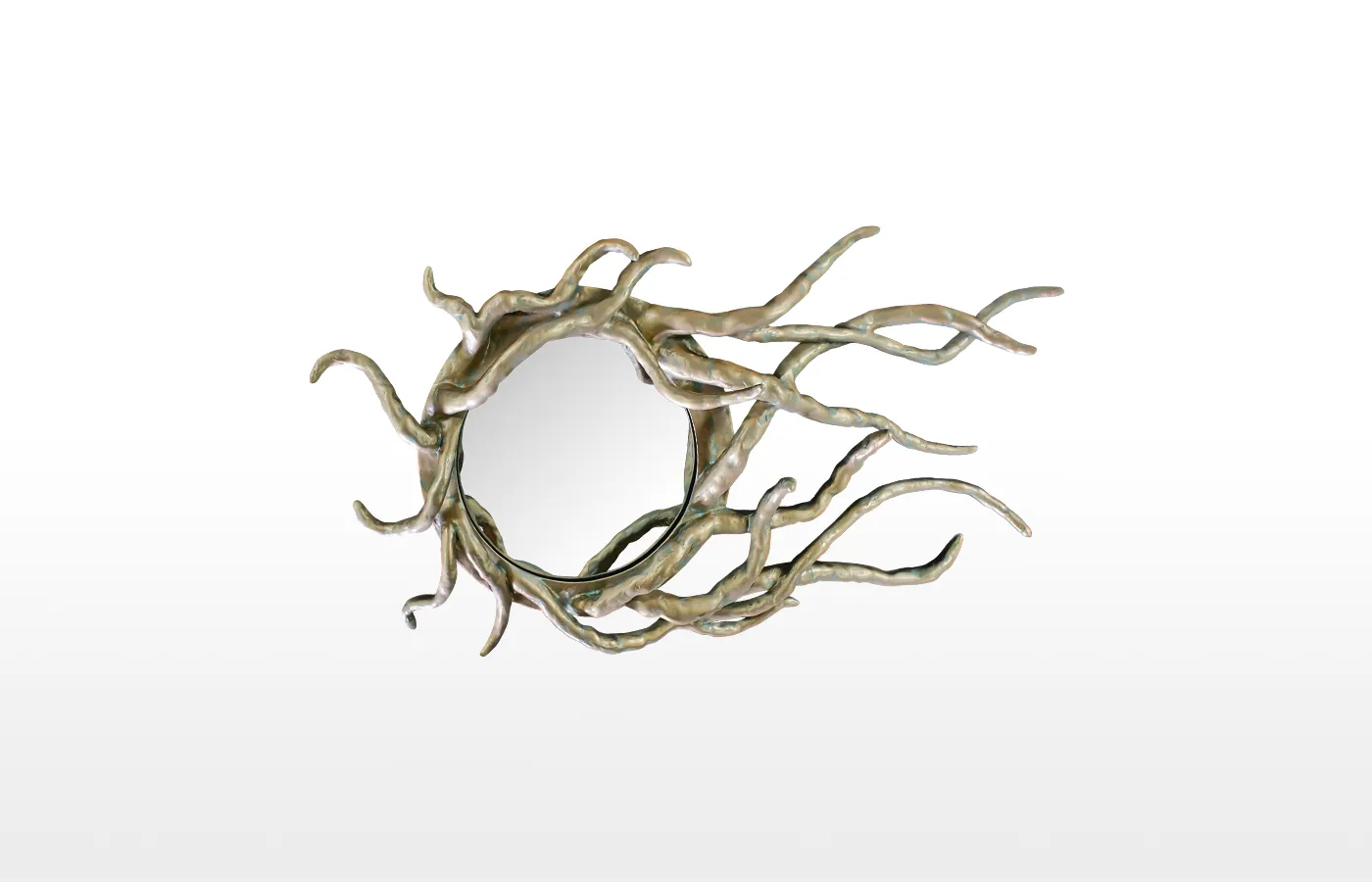 Helios mirror in aged gold finish