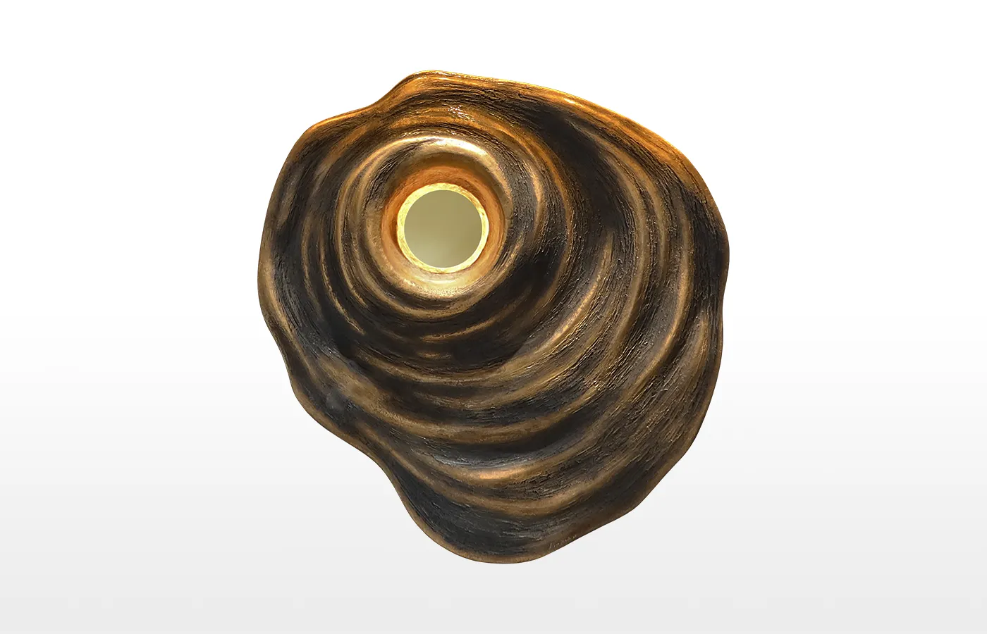 Horus wall panel in aged textured gold finish and bronze mirror