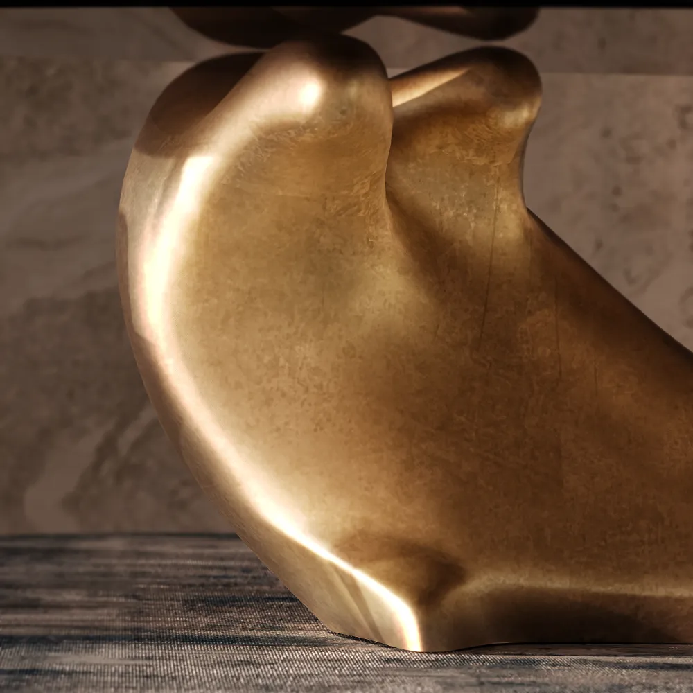 Close-up view of the Invicta base with all its sculptural details in gold leaf