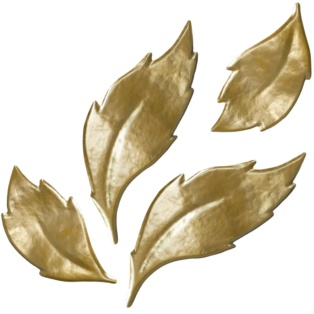 Detail image with a Leafs composition finished in gold leaf