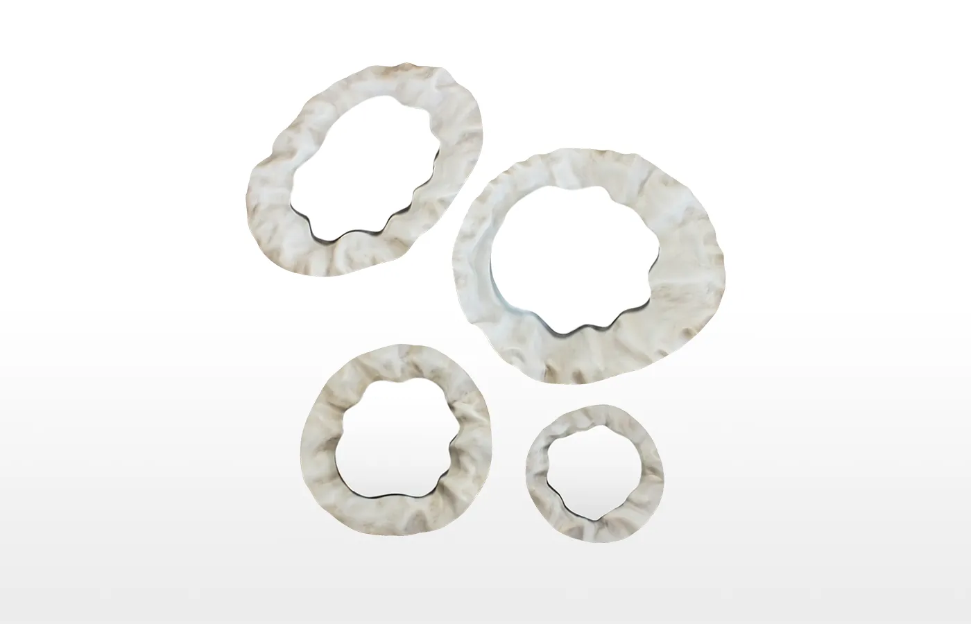Set of 4 Nenúfar mirrors in ivory finish