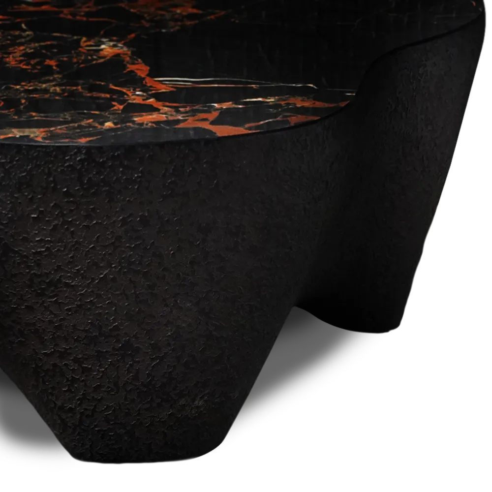 Close-up detail of the volcanic texture of the Odyssey coffee table