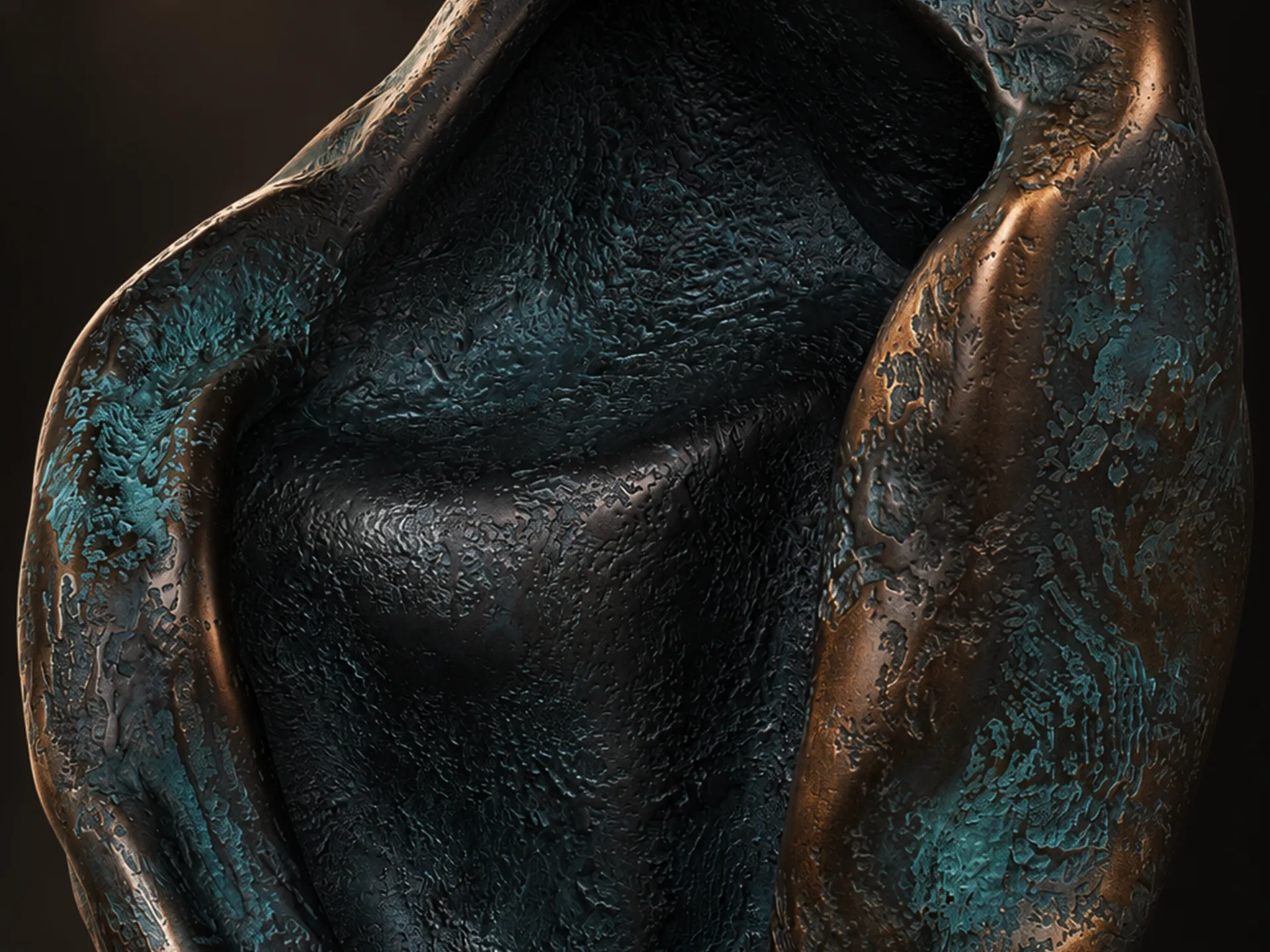 Close-up view of the Oscar sculpture, highlighting its bronze color and unique texture