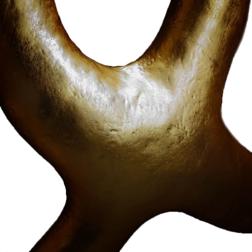 Close-up detail of the Roots screen, highlighting its organic texture and sculptural form