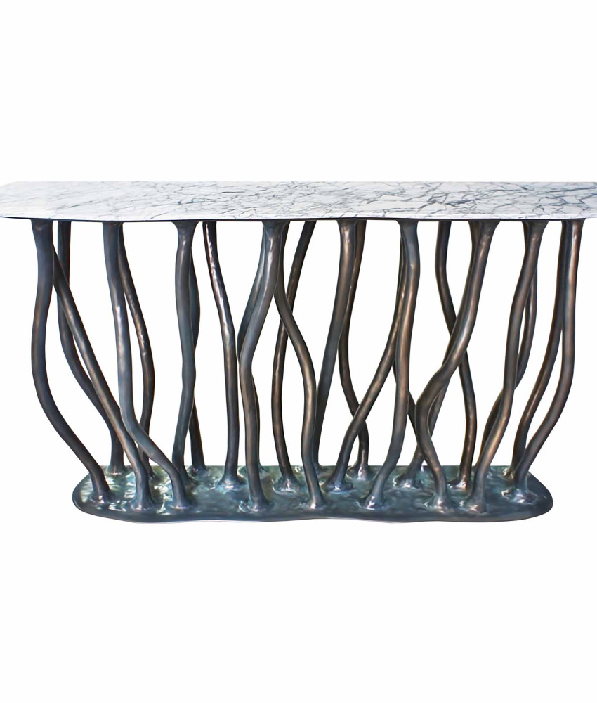 Allana console with Bronze finish base and Carrara marble top