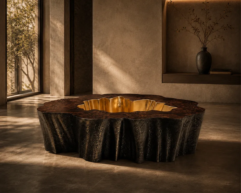 Modern, minimalist interior with the Gaia coffee table