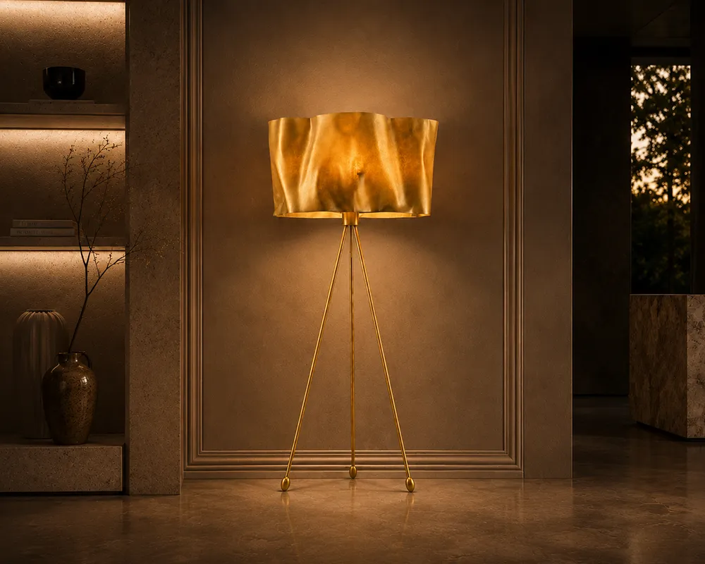Modern, minimalist interior with a Ruby floor lamp