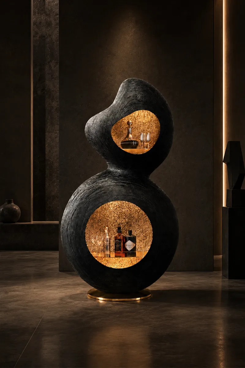 Minimalist museum interior with a sculptural Douro bar