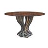 Athos dining table with brass finish base and walnut root top