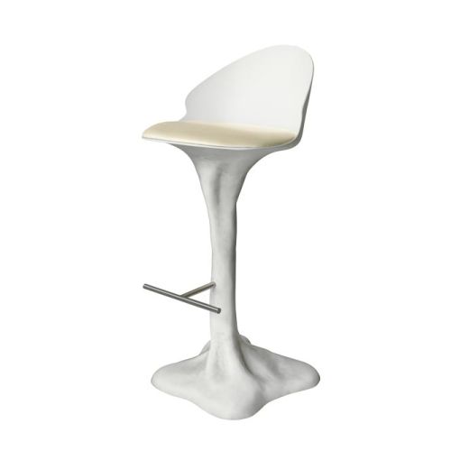 Cadeira flora bar em branco e tecido bege acetinado