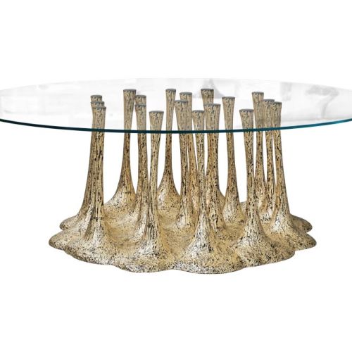 Amazónia dining table with gold leaf finish and glass top