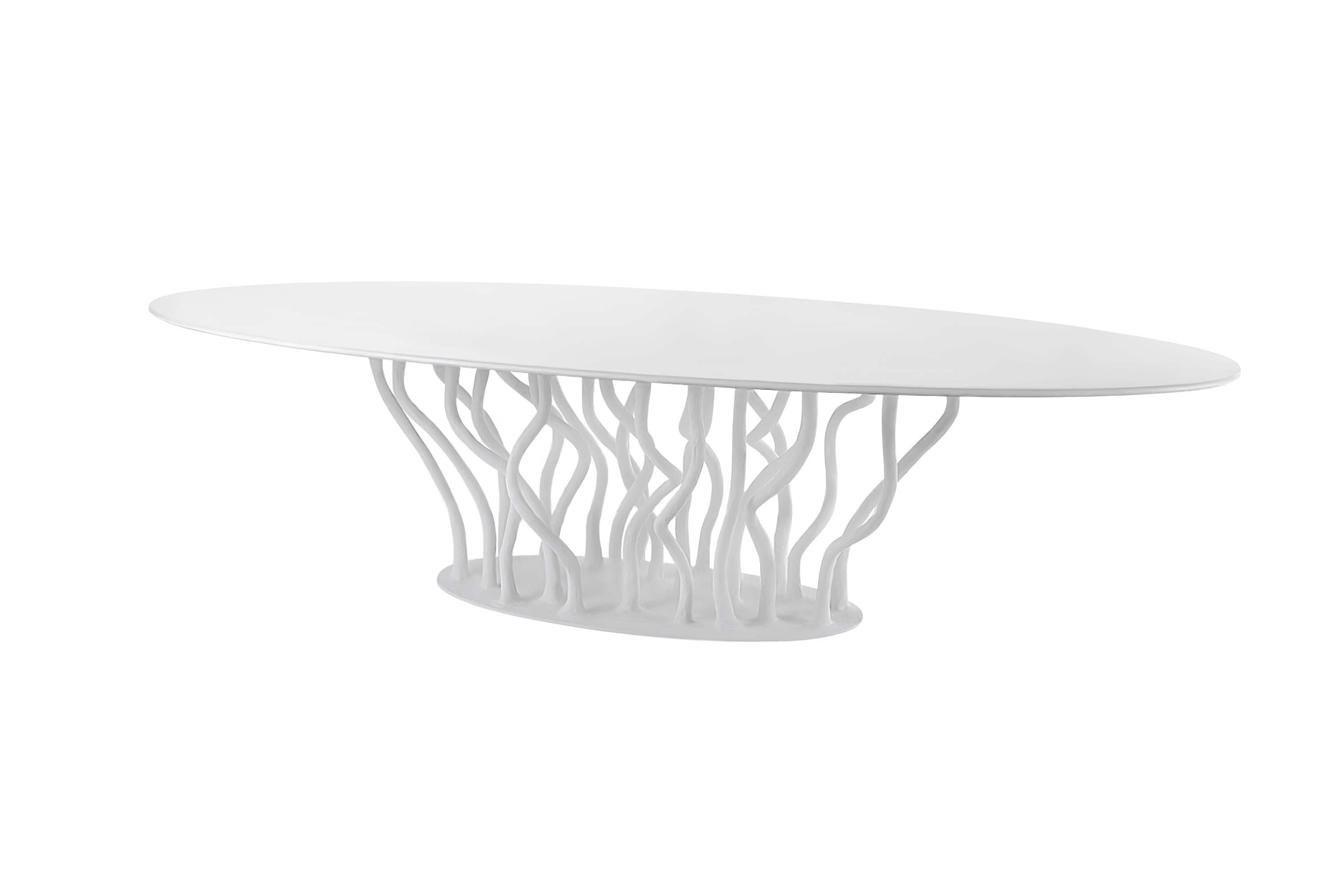Allana dining table with matte white lacquering